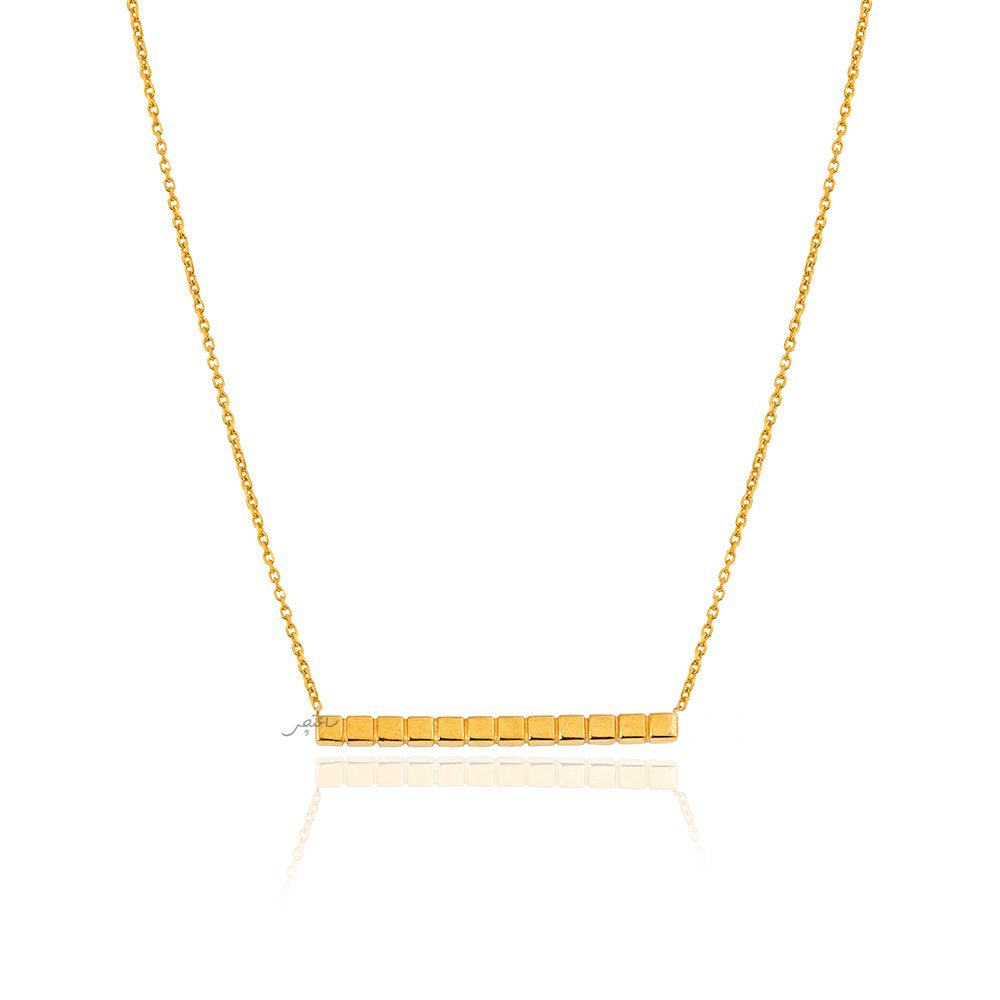 Yellow gold Necklace with a bar squar cut on design 18k 3.38gr