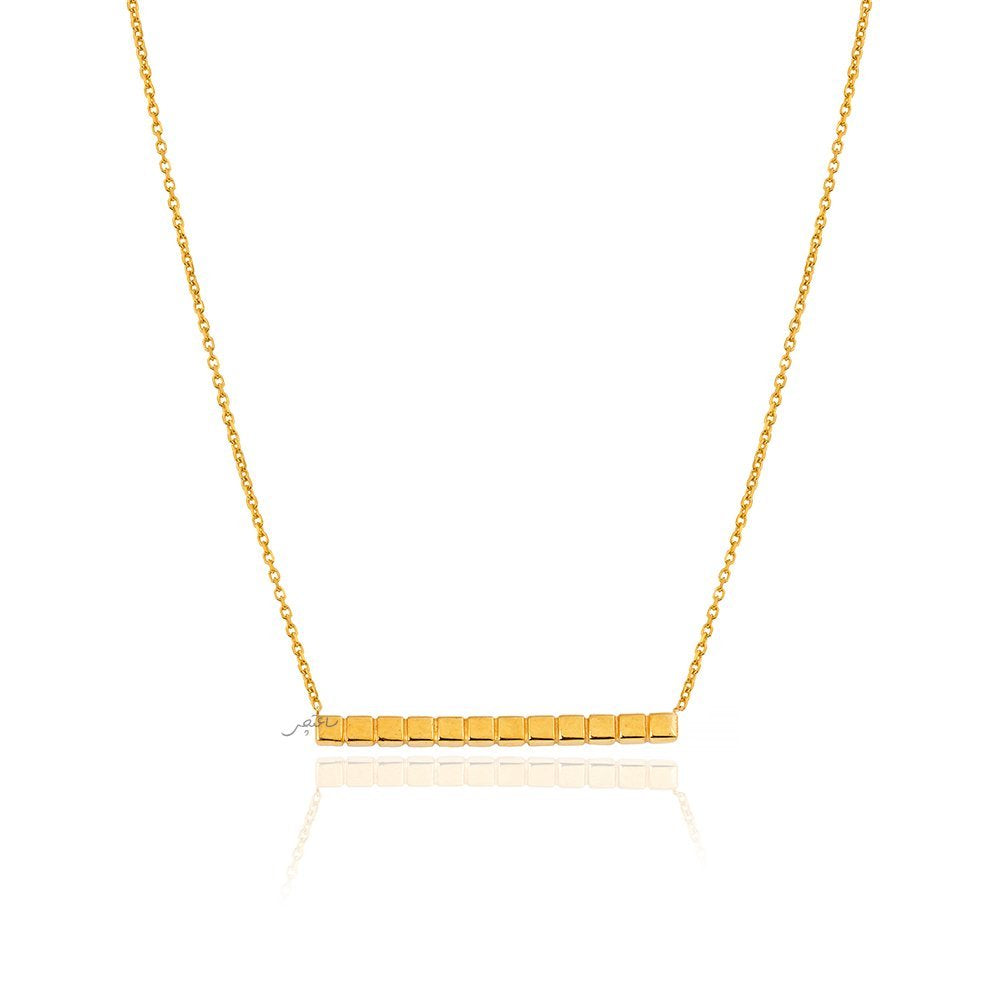Yellow Gold Necklace with one Vertical bar 18k 16- 17 Inches Adjustable 3.46gr