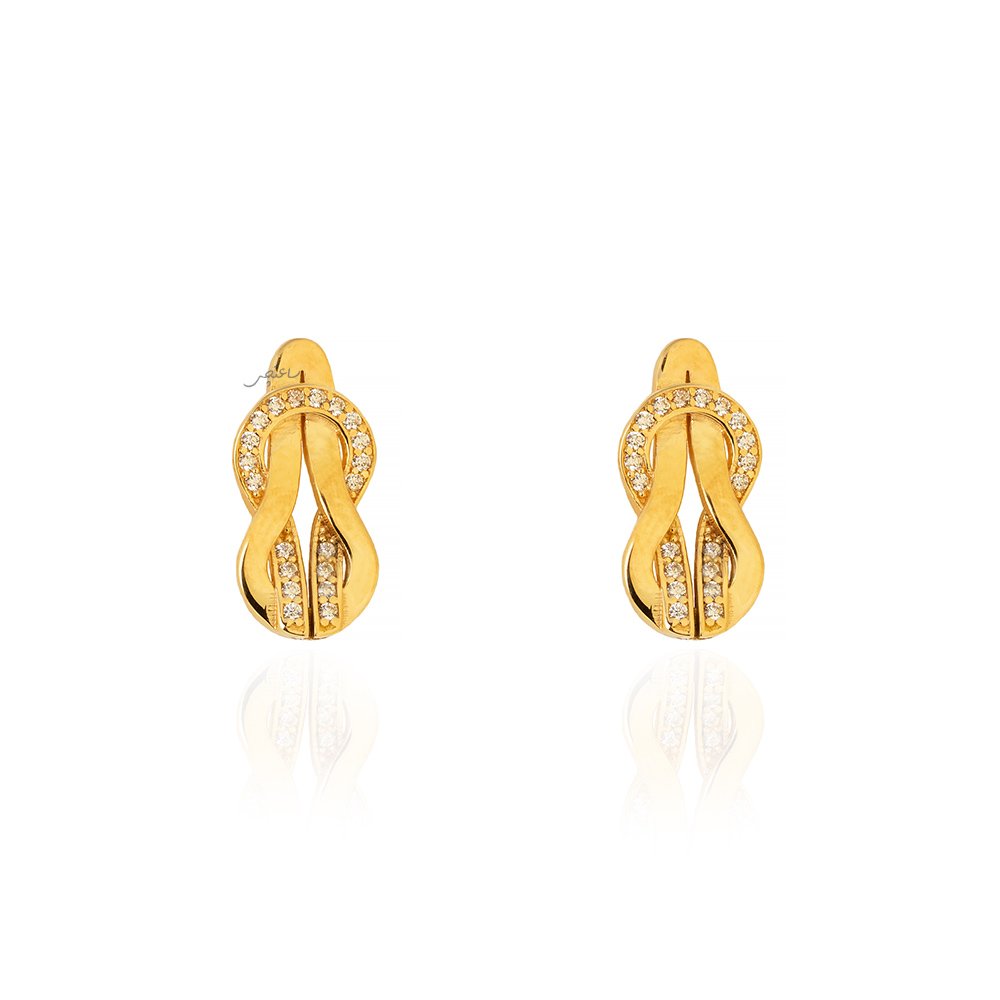 Yellow Gold CZ Earrings with Butterfly Backing 18k 3.2gr