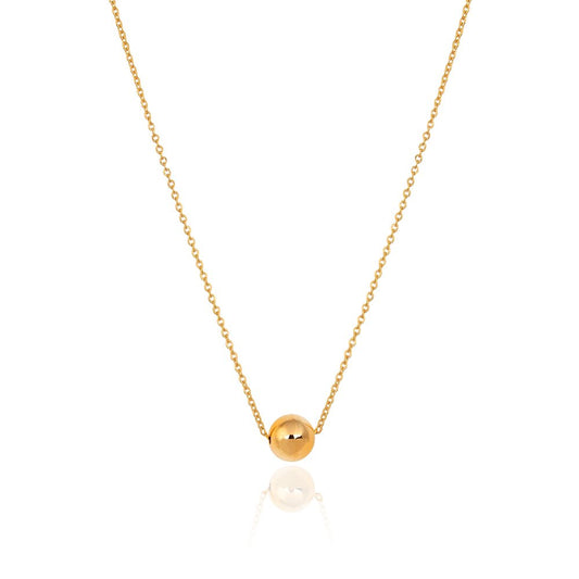 Yellow Gold Necklace with a ball moving 18 Inches 18k 2.38gr