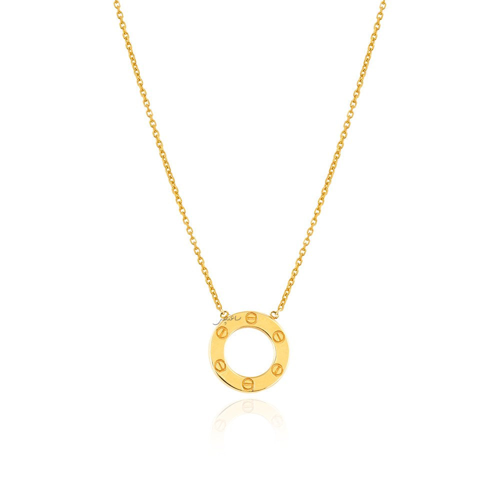 Yellow Gold Necklace with one circle  16 to 18 Inches  18k 4.22gr