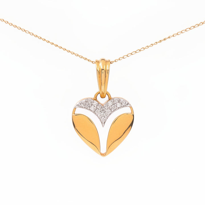 14K Yellow Gold Heart Pendent with Diamonds TDW:0.13ct SI I
