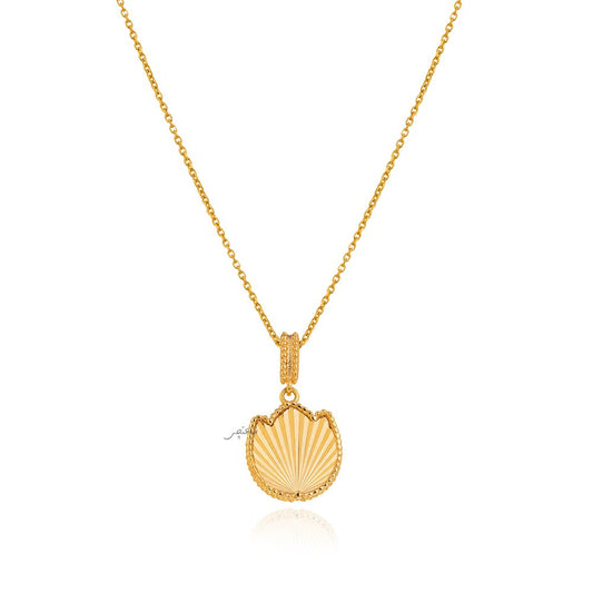 Yellow Gold charm Pendant with one Tulip flower and diamond cut both side, 18k 1.75gr