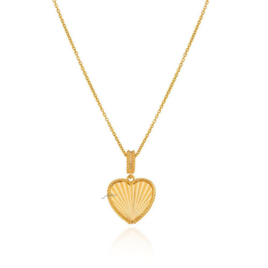 Yellow Gold Heart Shape Solid Necklace chain not Included, 18k 1.8gr