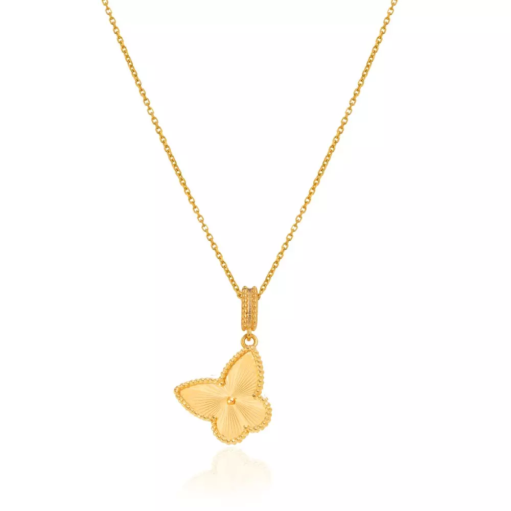 Yellow Gold Butterfly Pendent with Diamond cut, 18k,  1.63gr