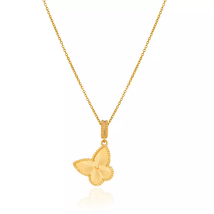 Yellow Gold Butterfly Diamond Cut Pendant., Chain is not included.