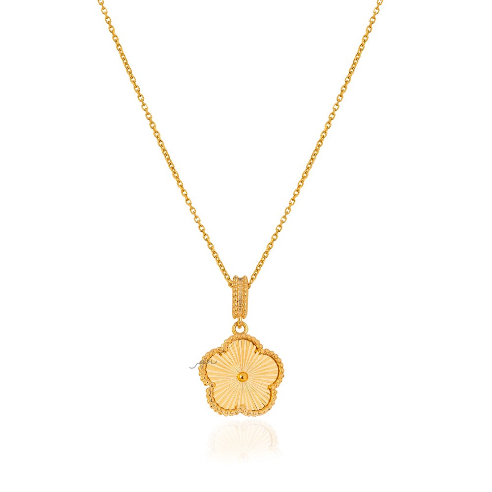 Yellow Gold Pendent with one Flower diamond cut 18k 1.35gr. Chain is not Included