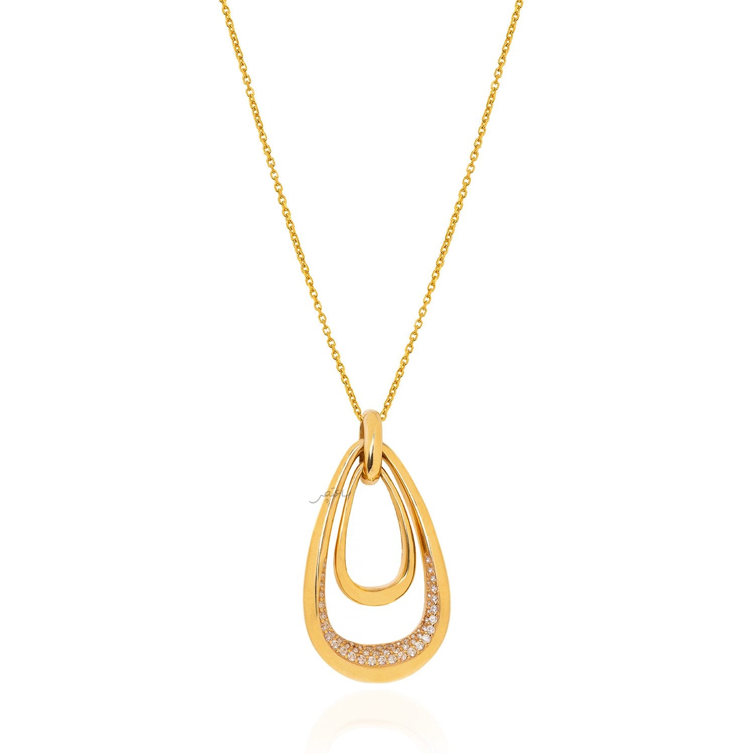 yellow gold Necklace Two Triangle design with Cubic setting