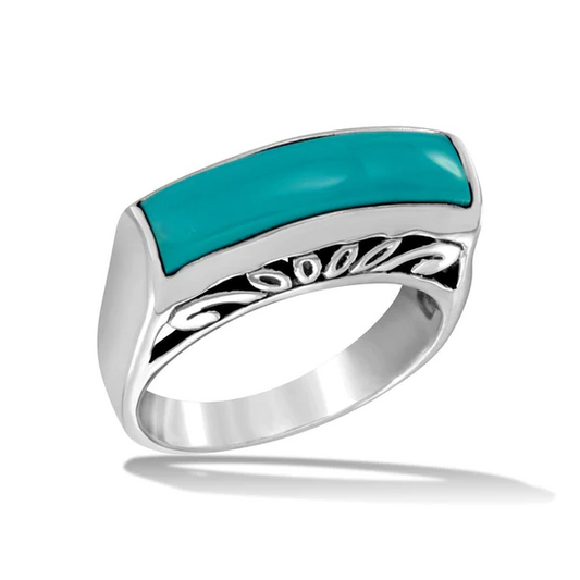 Silver Ring with Rectangular Turquoise Stone