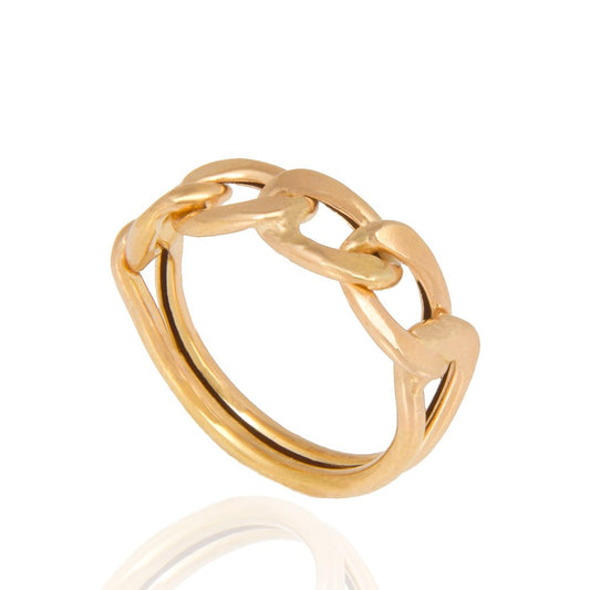 Yellow Gold Ring Curb link on top, 18k, 1.63gr