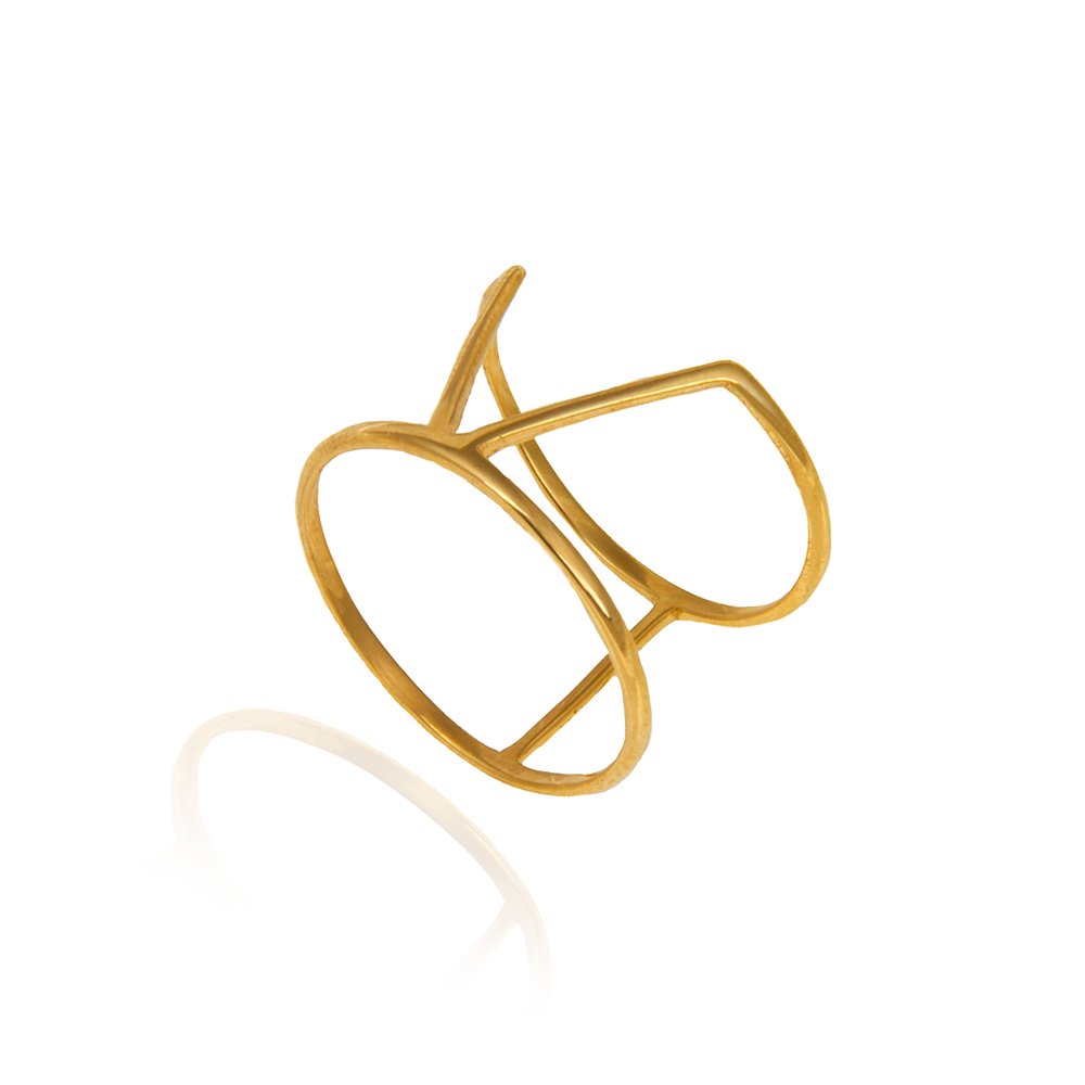 Yellow gold double ring with V design on top 18k 1.69gr