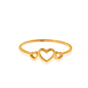 Yellow Gold Ring with three Heart 18k 0.83gr