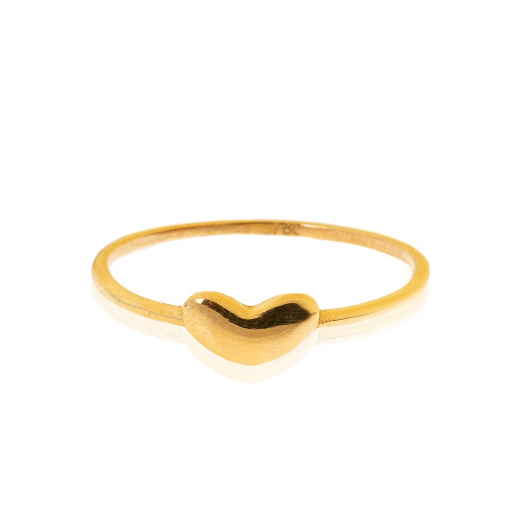 Yellow Gold Ring setting with one Heart, 18k