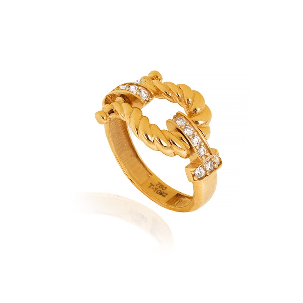 Yellow gold Horseshoe design Ring with Cubic Zirconia 18k 2.97gr