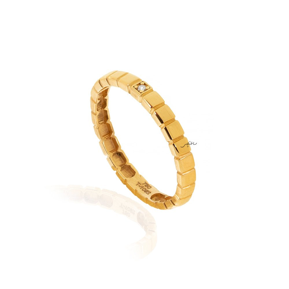 Yellow Gold ring with square design with one CZ size 5 1.39gr 18k