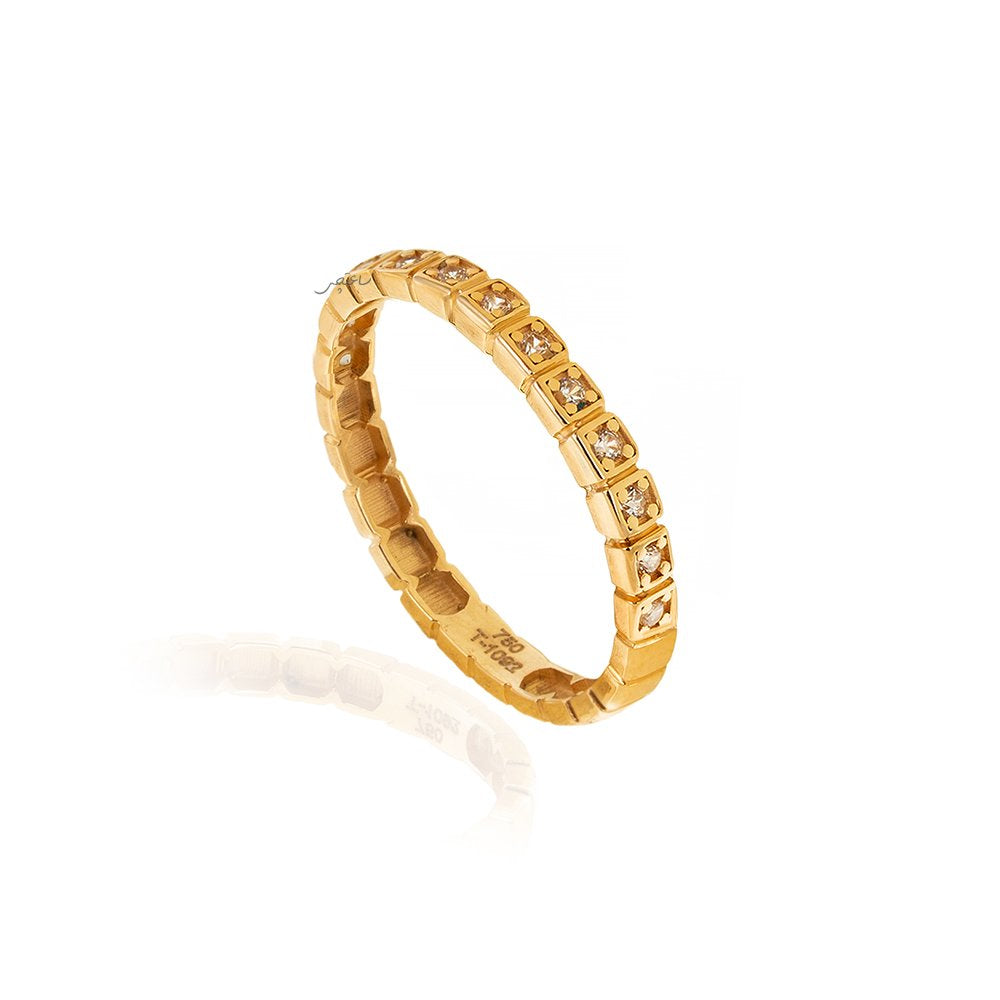 Yellow gold eternity band with Cubic zirconia on top Square style 18k 1.6gr