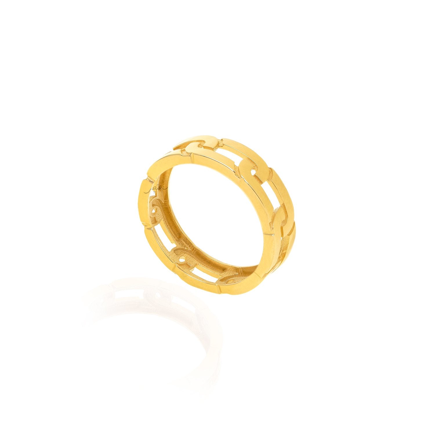 Yellow Gold Ring Oval Linked design 18k 2.54gr size 6