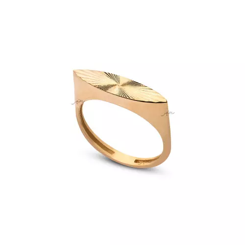 Yellow Gold Ring eye style with diamond cut design, 18k, 2.44gr