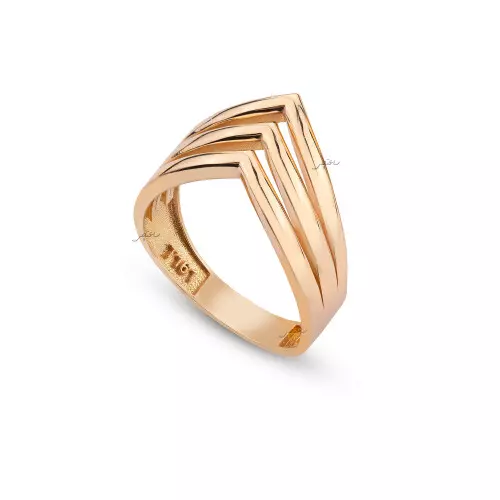 Yellow Gold Ring in Three Rows, Minimal style, 18k, 2.72gr