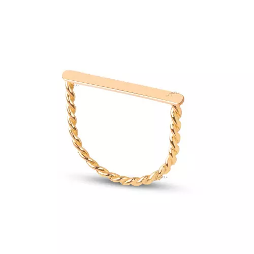 Yellow Gold Square Shape ,Rope style, Flat on top, 18k, 1.6gr