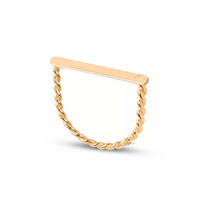 Yellow Gold Square Shape .rope style, Flat on top, 18k, 1.6gr