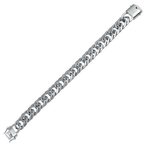 Silver 925 Rhodium Plated Double Curb Link Bracelet