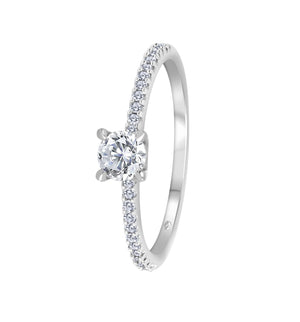18K White Gold  Solitaire Ring  with Certified Canadian Diamond TDW: 0.31ct