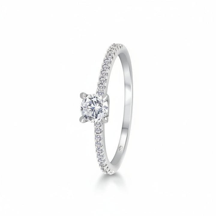 18K White Gold  Solitaire Ring  with Certified Canadian Diamond