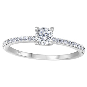 Certified Canadian Diamond Solitaire Ring setting with 0.3 Ct Diamond, TDW: 0.308ct, I1, G-I, 18k Gold