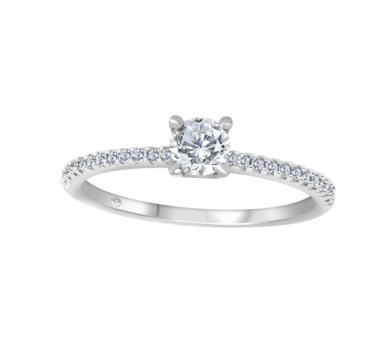 18K White Gold  Solitaire Ring  with Certified Canadian Diamond TDW: 0.31ct