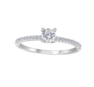 18K White Gold  Solitaire Ring  with Certified Canadian Diamond TDW: 0.31ct