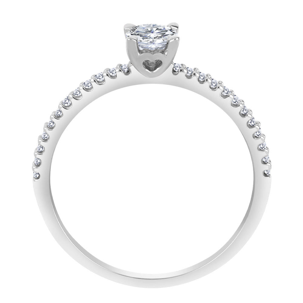 Certified Canadian Diamond Solitaire Ring setting with 0.3 Ct Diamond, TDW: 0.308ct, I1, G-I, 18k Gold
