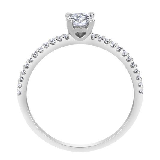 Certified Canadian Diamond Solitaire Ring setting with 0.3 Ct Diamond, TDW: 0.308ct, I1, G-I, 18k Gold
