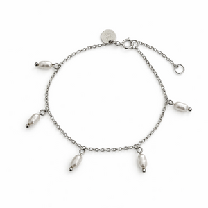 925 Sterling Silver Freshwater Pearl Dangle Bracelet