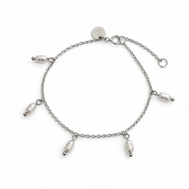 925 Sterling Silver Freshwater Pearl Dangle Bracelet