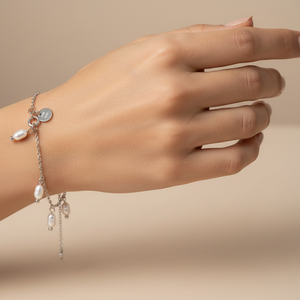 925 Sterling Silver Freshwater Pearl Dangle Bracelet