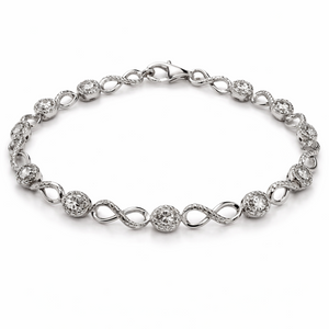 925 Sterling Silver Infinity Diamond Cut  Bracelet