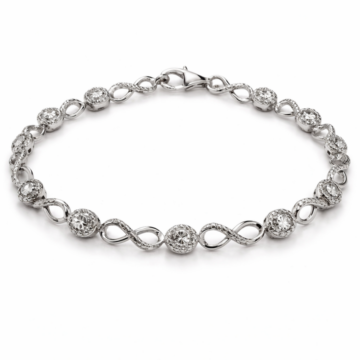 925 Sterling Silver Infinity Diamond Cut  Bracelet