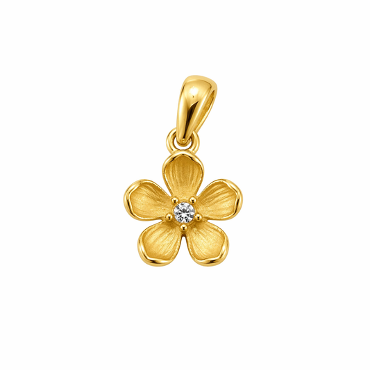 18k Yellow Gold CZ Flower Pendant