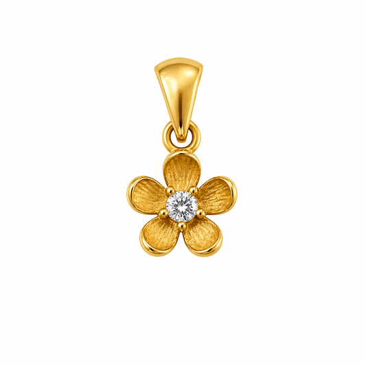 18k Yellow Gold Mini CZ Flower Pendant