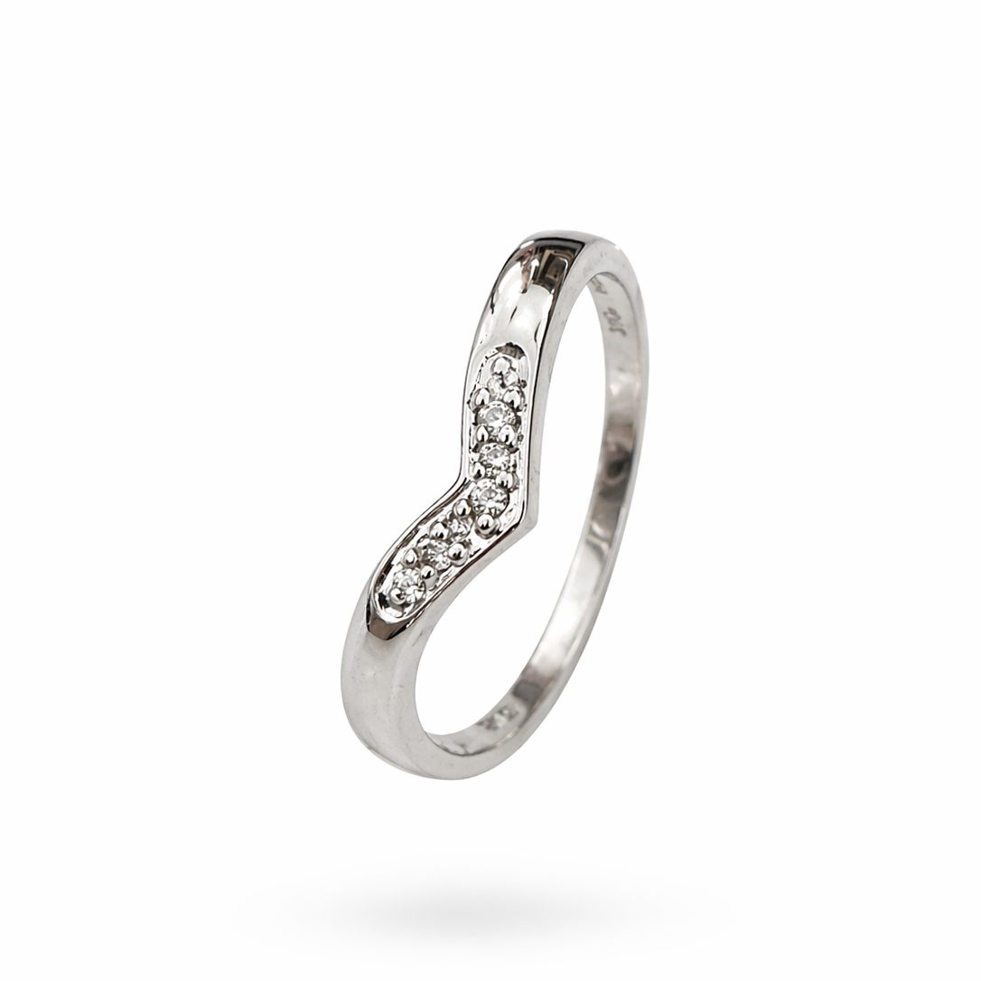 10K White Gold Diamond Chevron Ring