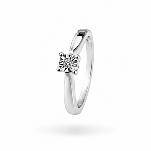 10K White Gold Illusion-Set Diamond Solitaire Ring