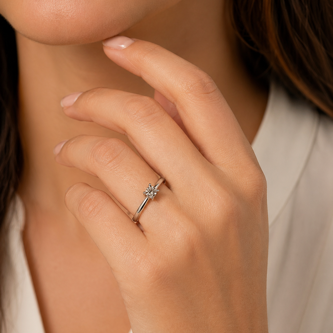 10K White Gold Illusion-Set Diamond Solitaire Ring