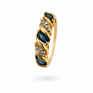 10K Yellow Gold Marquise Sapphire & Diamond Twist Band