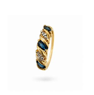10K Yellow Gold Marquise Sapphire & Diamond Twist Band
