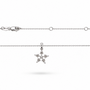 14k White Gold Diamond Snowflake Pendant Necklace