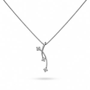 14k White Gold Diamond Branch Pendant Necklace