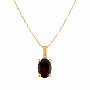 10K Yellow Gold Oval Garnet & Diamond Pendant