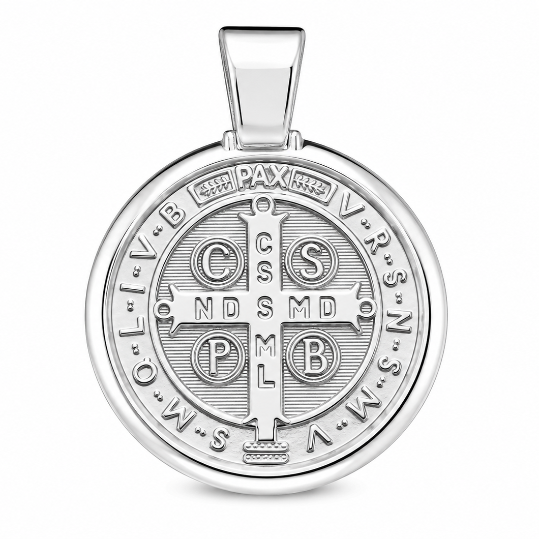 925 Sterling Silver St. Benedict Medallion Pendant
