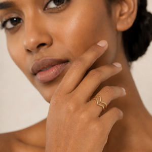 18K Yellow Gold Double Chevron Ring